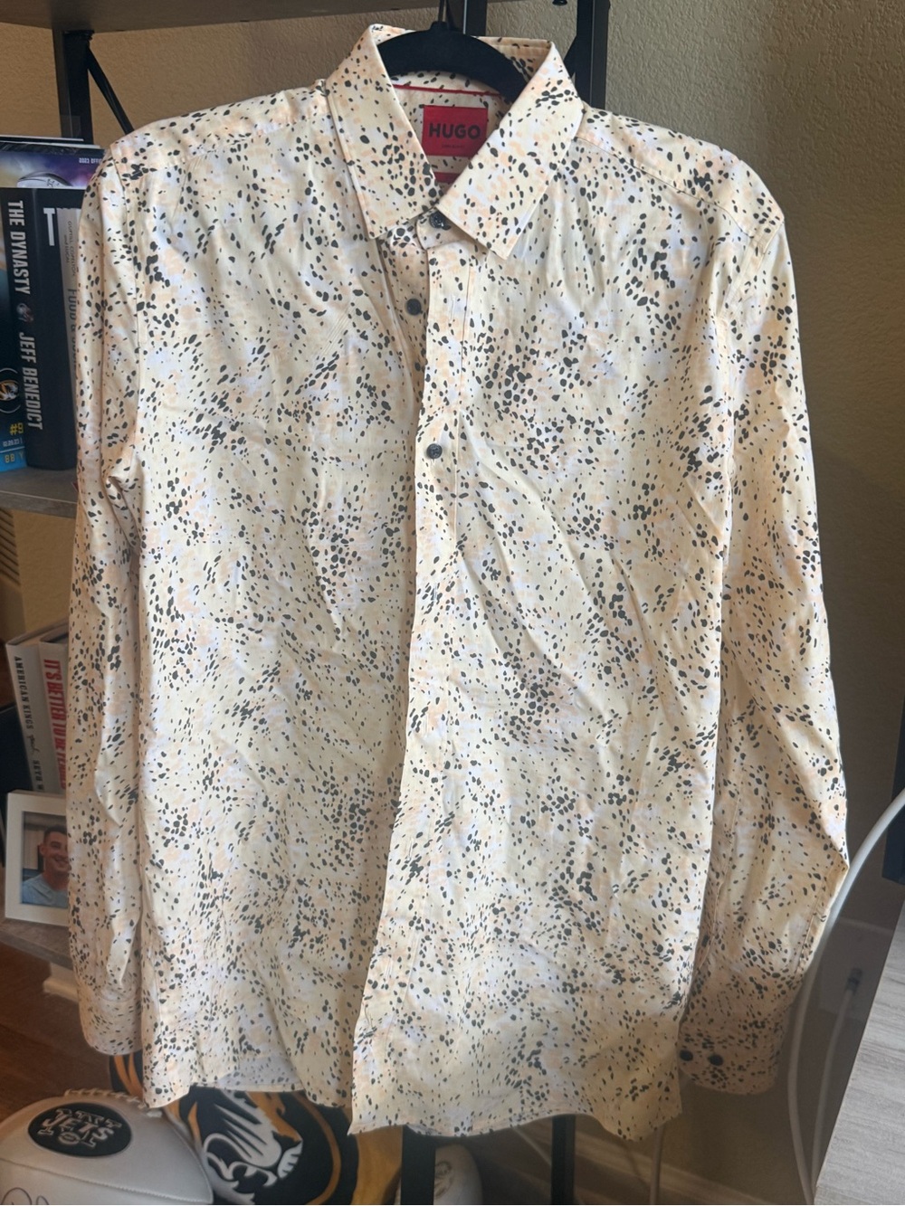 HUGO light yellow Speckle Long-Sleeve Button-Down Shirt